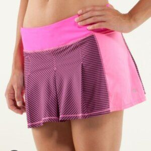 Lululemon Fast Cat Hot Pink Black Stripe skirt Skort In Raspberry Glo Size 12